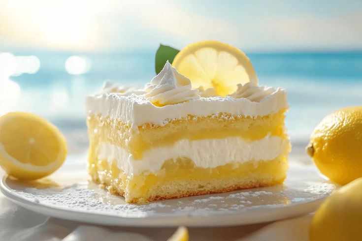 lemon dump cake outside