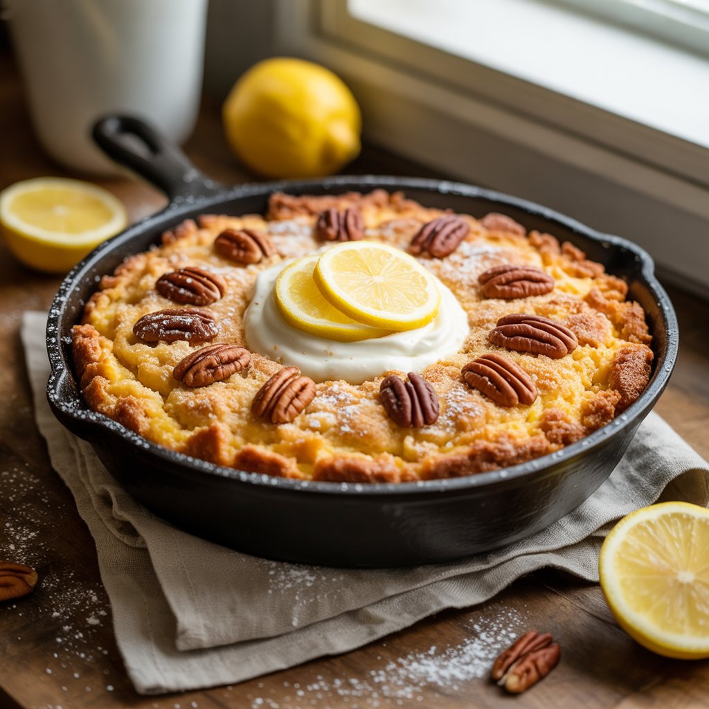 Baked Lemon Dump Cake in Pan